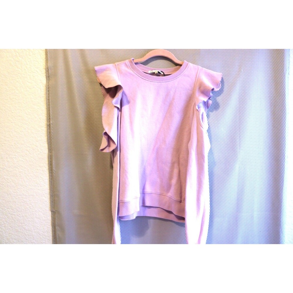 Rebecca Minkoff Shirt Womens Small Purple Cold Shoulder Ruffle Fleece Knit Top